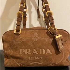 Vintage brown suede PRADA handbag